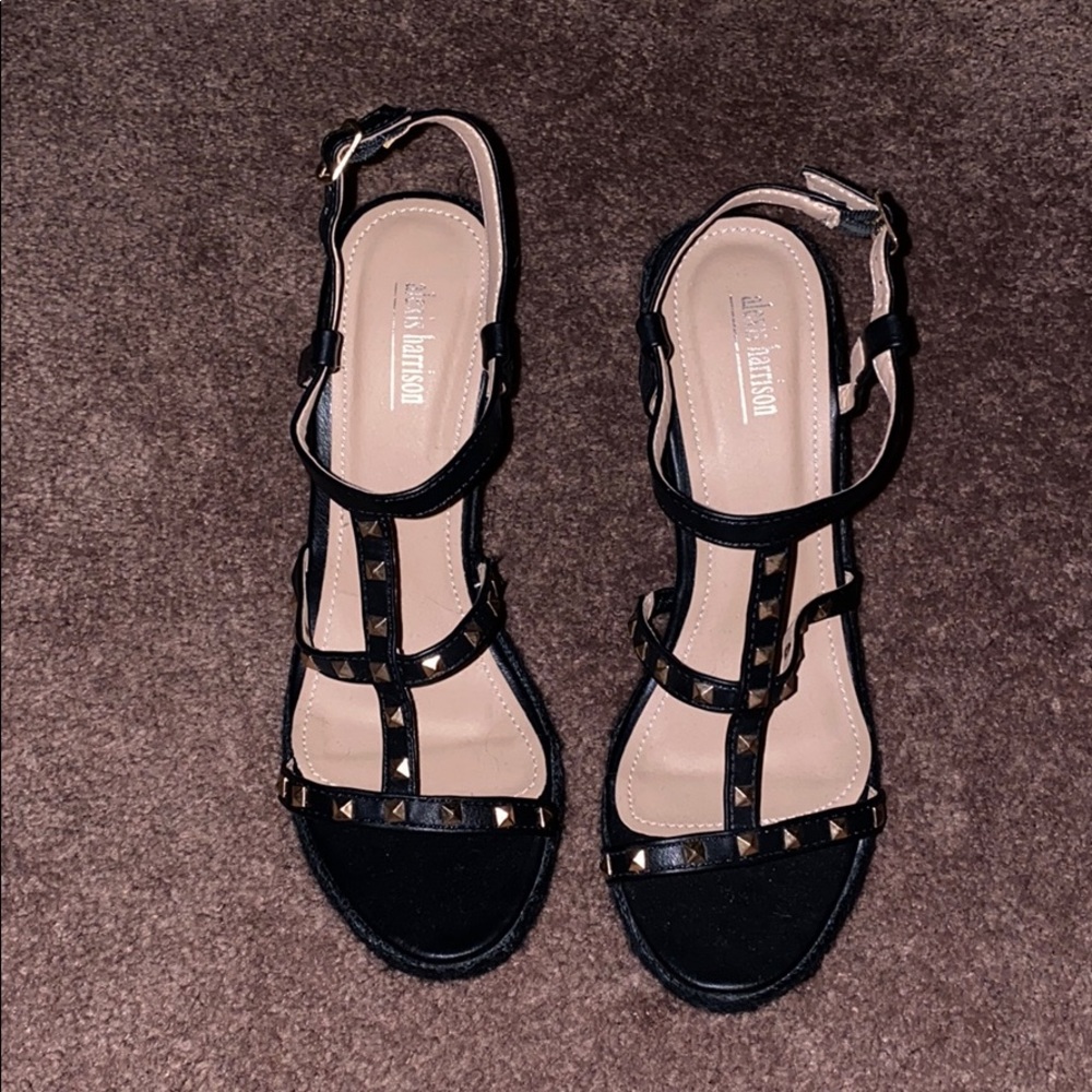 Studded black wedges